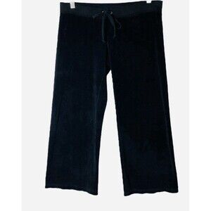 Vtg Y2K Juicy Couture Black Terry Cloth CROP PANTS Size S Low Rise 90s Small